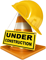 Contractor hat under construction sign
